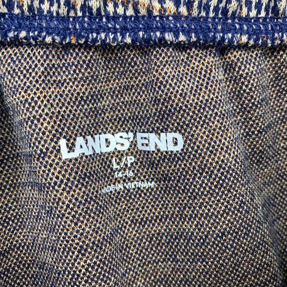 Lands End Pull On Plaid Casual Pants Womens Size LP Blue Tan Elastic Waist - Picture 5 of 6